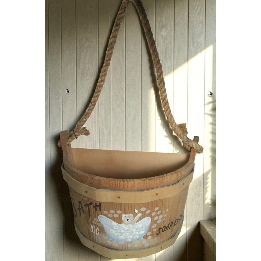 VTG Wooden Hot Bath 10 Cent Soap Extra Bucket - 1998 Bathroom Decor/Towel Holder